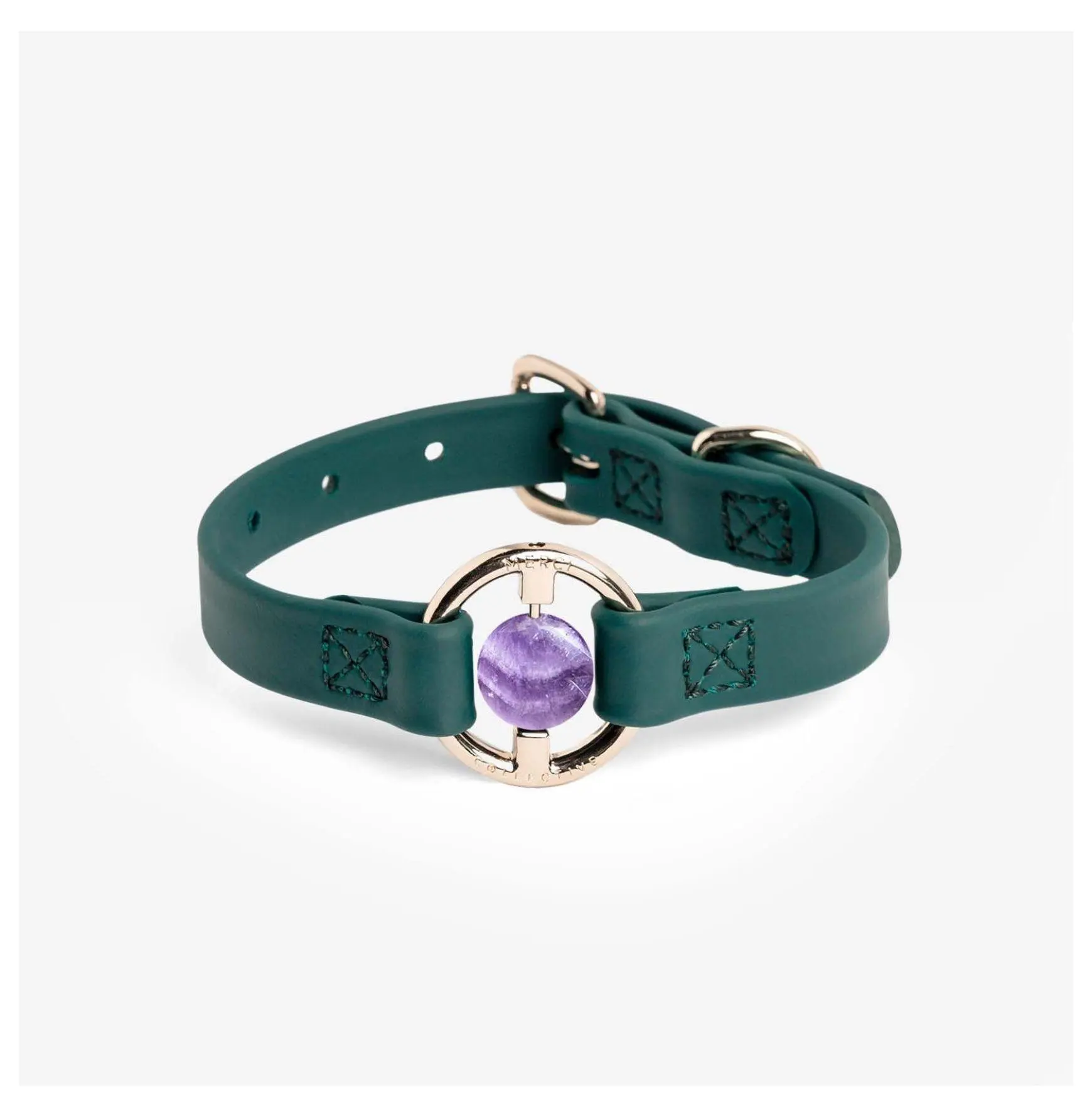 Biothane Dog Collar - Adjustable Collars for Small, Medium, Large Breeds - Waterproof, Odor Proof, Durable - All Eyes on Me Design - Jungle Green, Chevy Amethyst Colors