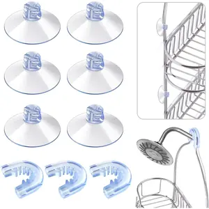 6 count Bathroom Shower  Connectors Shower Caddie Easy to Attach with 3 count Rubber Rings Bathroom Decor and Replacement (Suction Cup Holders)