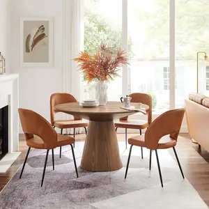 Modway Provision 47" Round Dining Table in Walnut