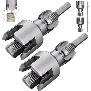 Integrated Internal & External Pipe Threading Tool with 1/2'' & 3/4'' Dies, Electric Drill Compatible 2 in 1 Pvc Pipe Threader Kit, Dual-Function Pipe Thread Cutting Tool tool upgrade pipe thread