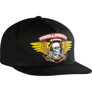 Powell Peralta Skateboard Winged Ripper Snapback Hat Black Cap
