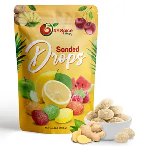 NY SPICE SHOP Ginger Sanded Candy Drops -  Old Fashioned Sanded Drops - Fresh Delicious Bulk Candy - Sanded Hard Candy Sugar Snack Sweet Bonbon