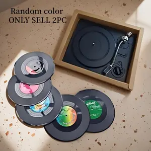 Vintage Vinyl Record Cup Mat, Non-Slip Heat Insulating Pad, Retro CD Coffee Mug Coaster, Wall Decorative Album Cover