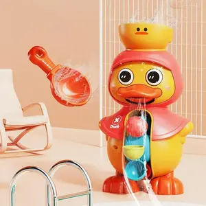 Rotating Duck Bath Toy with Spoon, Cute Cartoon Animal Design Waterwheel Bathing Toy, Fun Bathing Toy for Kids
