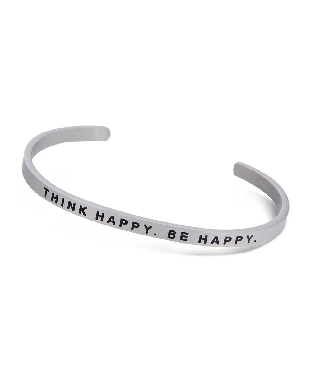 Think Happy, Be Happy Engraved Cuff Bracelet