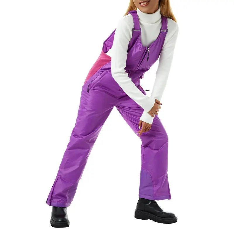 Women's Sleeveless Ski Overalls, Adjustable Shoulder Strap Jumpsuit, Side Pocket Long Clothes Overalls Front Zipper Waterproof Adjustable Shoulder Strap Thermal Windproof Women's Sleeveless Ski Overalls, Adjustable Shoulder Strap Jumpsuit, Side Pocket Long Clothes Overalls Front Zipper Waterproof Adjustable Shoulder Strap Thermal Windproof