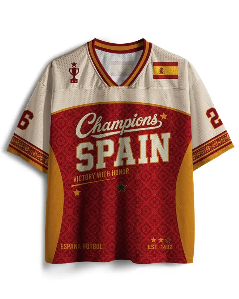 Spain Soccer Heritage Jersey (2026 W.C.): Ultra-Breathable Mesh, Anti-Fade Luxury Print, 100% Cotton Feel & Quick-Dry Tech. The Ultimate Premium Streetwear Gift for Football Fans & Match Day Wearable.
