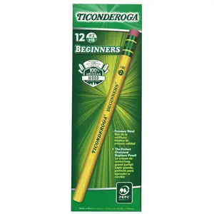 Dixon Ticonderoga Woodcase Beginner Pencil, Number 2 Yellow, 12 Count