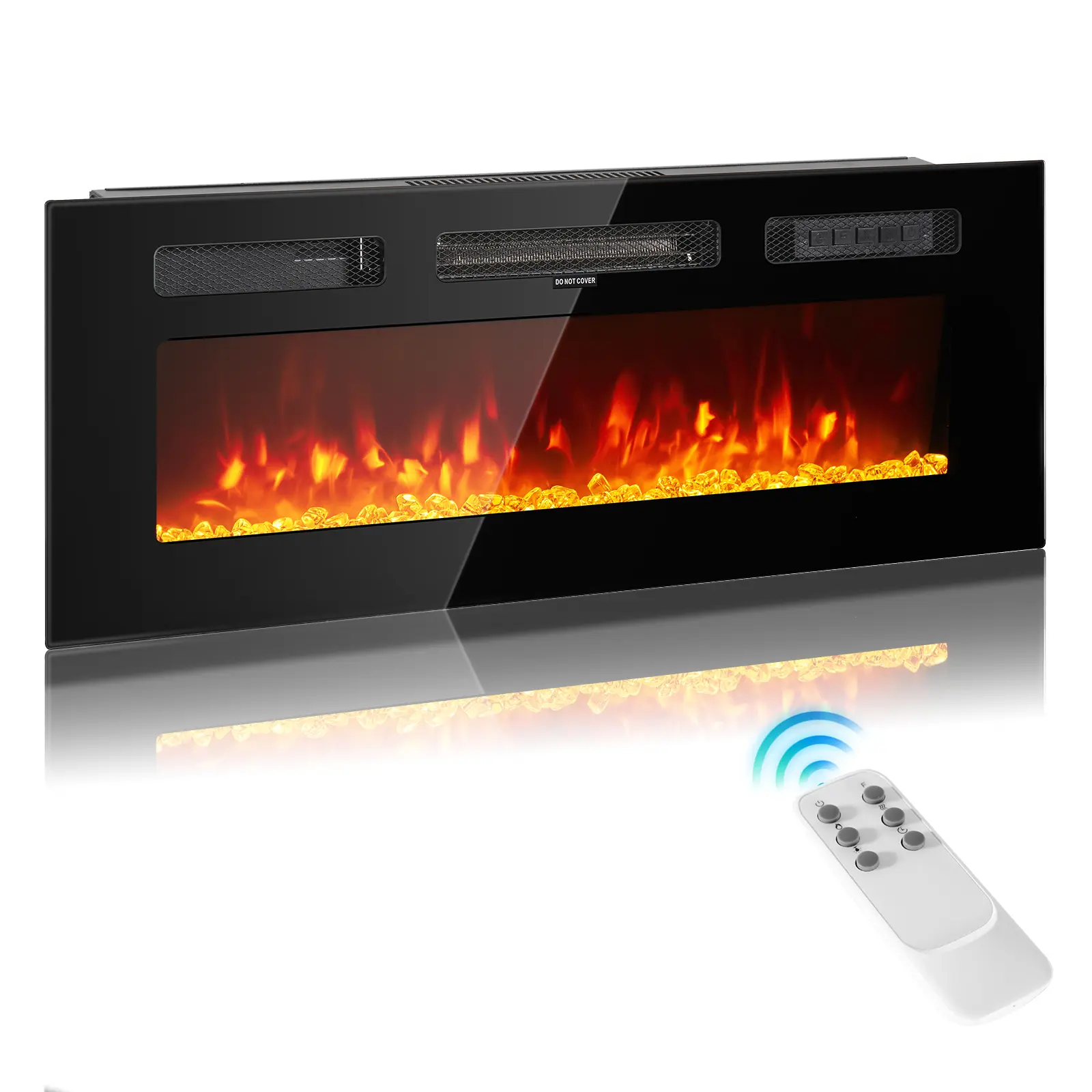 DIY Electric Fireplace Insert, 1500W Recessed & Freestanding Electric Fireplace Heater, Remote & Touch Panel Control, Adjustable Flame Effect, 8H Timer for Indoor Use (NO Mounting Bracket, TV Stand NOT Included)