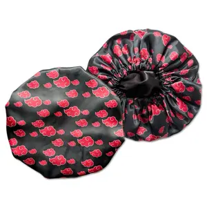 Reversible Satin Anime Hair Bonnet Double Layer Satin Silk Ocean Motion