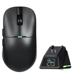 A.JAZZ AJ159PMCPRO Wireless Gaming Mouse with RGB Charging Dock – 57g Superlight, Tri-Mode 2.4G/BT/USB-C, PixArt PAW3311 24K DPI Sensor, for PC/Mac/PS/Laptop