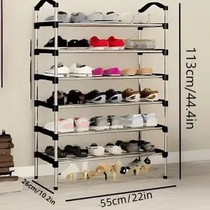 High-Level Multi-Layer Shoe Rack XJ-0001 Simple Doorway Organizer 113cm/44.4in Metal Storage Solution