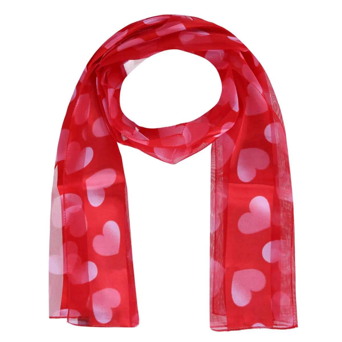 ctm Women's Graphic Heart Print Satin Scarf, Lightweight and Silky Love-Themed Statement Piece for Valentine's Day, Lightweight Satin, Female, Geometric, Casual, Daily, Everyday, Bold Look, Silky Drape, Heart Graphic Head Scarves