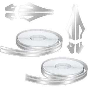 2 rolls * 32ft car vinyl pinstriping tape stripe decal, DIY car body side stripes auto striping tape emblems trim, universal for car motorcycle door home musical instrument (Silver)