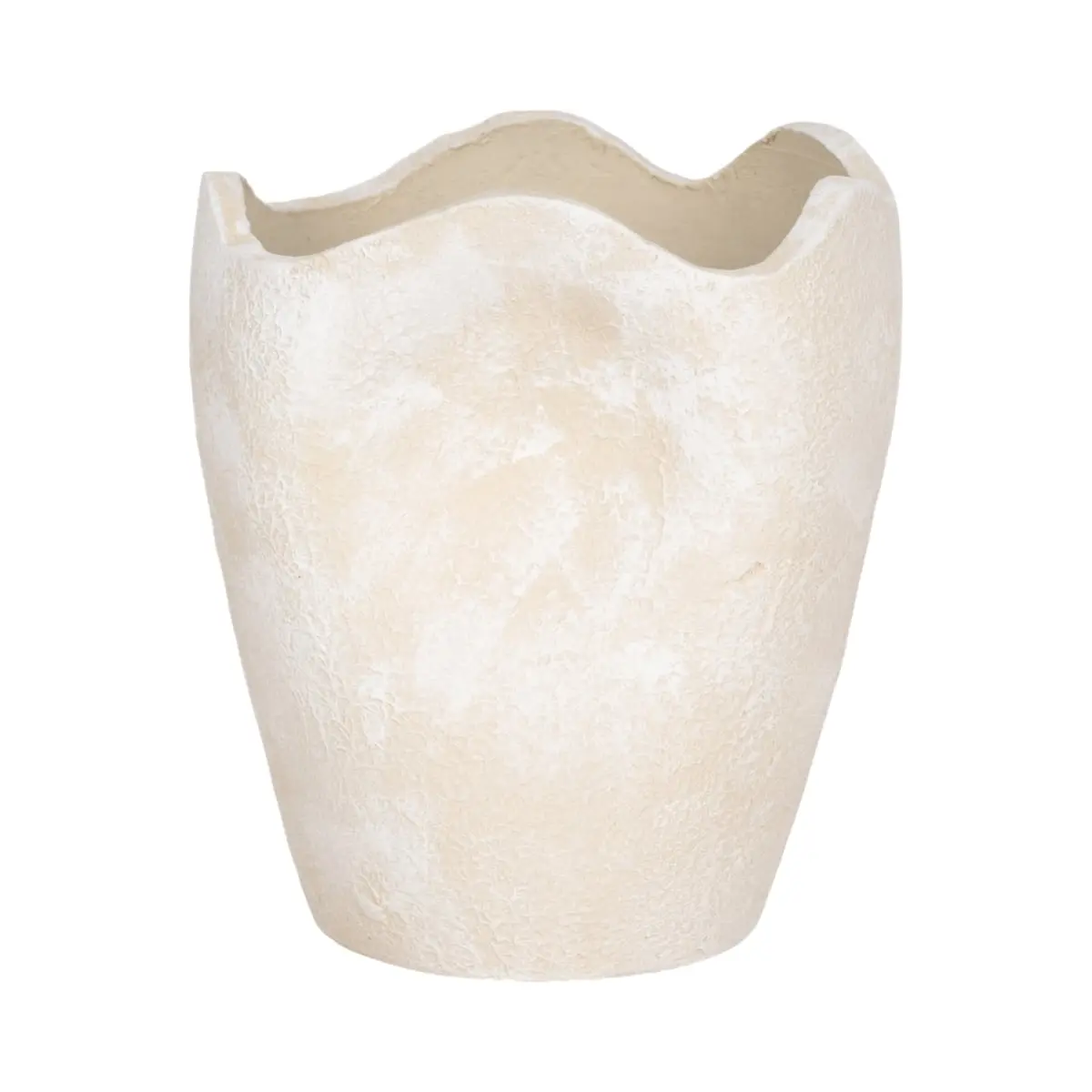 212 MAIN 10 in. Modern, Abstract, Textured Surface Decorative Vase - Terracotta Pot, Ivory Home Decor Accent