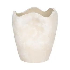 Sagebrook Home 20753-01 10 in. Abstract Textured Terracotta Vase, Ivory