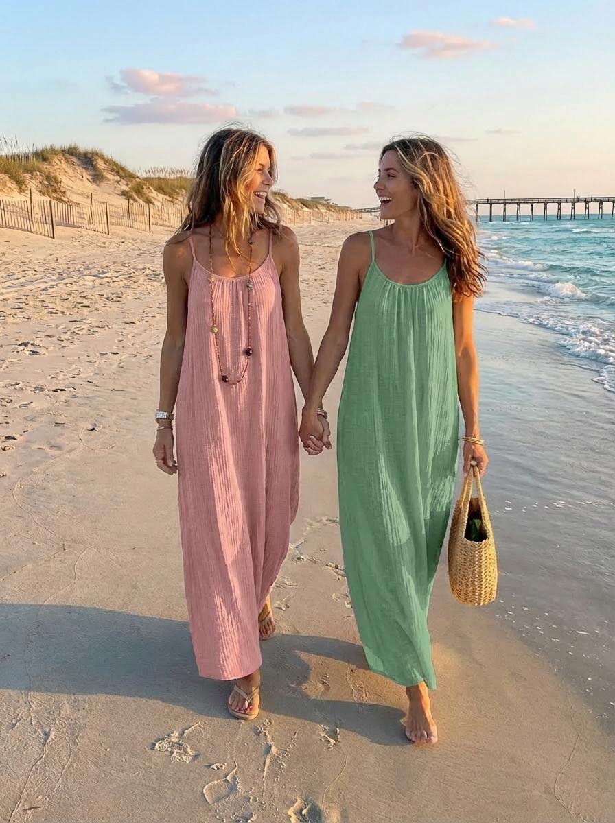 Women's Solid Color Cami Strap Loungewear Backless Dress, Lightweight Elegant Sleeveless Long Lounge Dress for Summer, New Arrival Soft Sleepwear for Indoor Wear | Loose-Fit Cozy Home Essential Comfortable for Home, Spaghetti Womenswear, Travel Breathabl