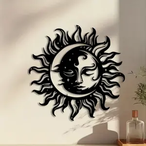 1pc Vintage Sun and Moon Metal Wall Art, Sun Moon Design, Unframed Wall Art, Vintage Sun and Moon Statue Mural, Perfect for Garden, Office, Home Decor, New Year Decor, Ideal Gift for Spiritual and Celestial Lovers christmas decorations