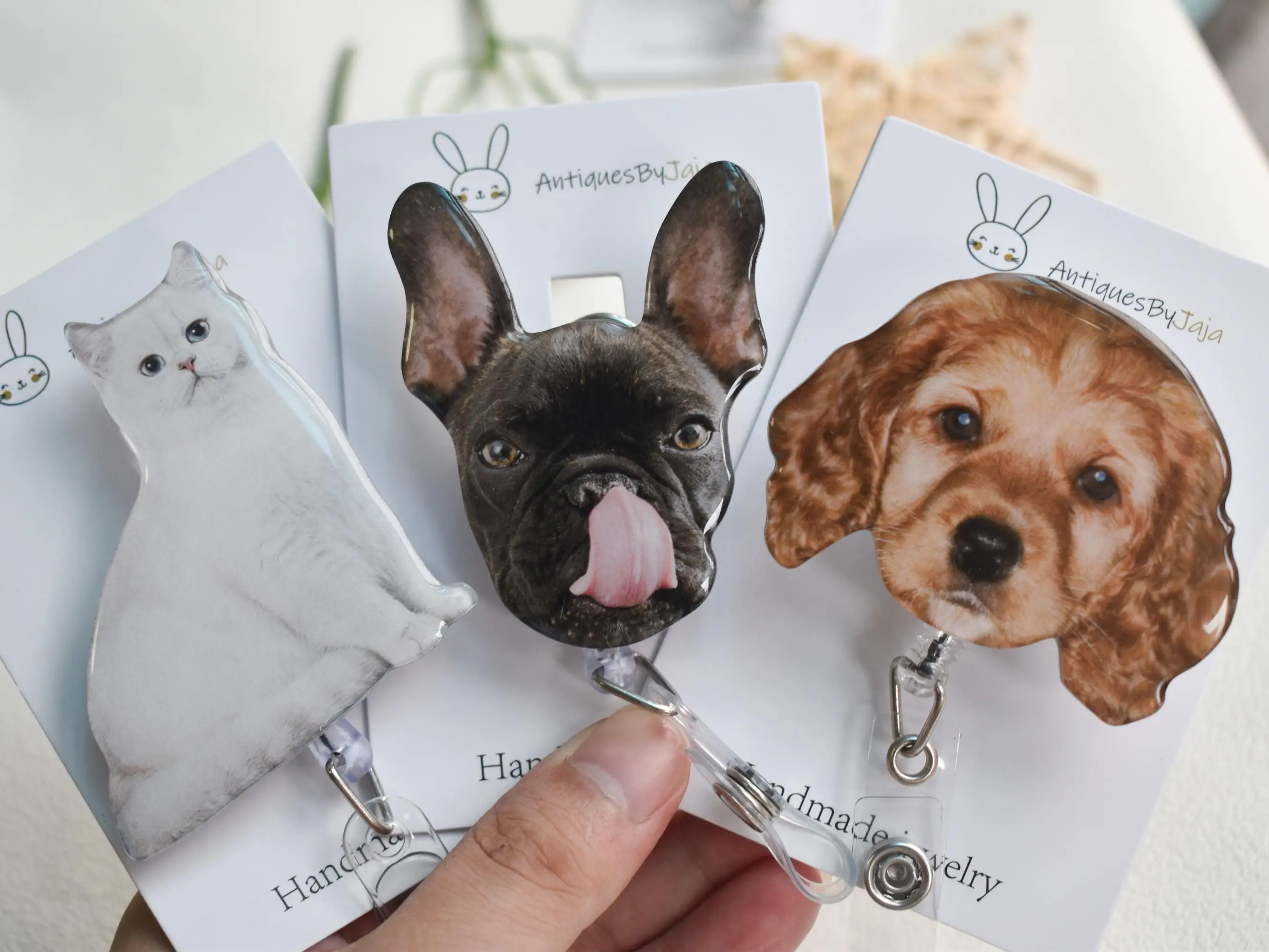 Custom Pet Photo Badge Reel, Personalized Animal Badge Ree | for Nurse,Office Worker, Doctor, Teacher, Student