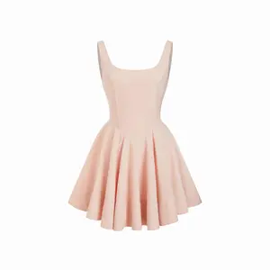 Cider Round Neckline High Rise Zipper Maxi Flared Dress