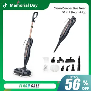 [MemorialDay]DEVOAC 10-in-1 Electric Steam Mop with Detachable Handheld Steamer Lightweight for Walls Floors,Tiles Tackles Grease&Sticky Messes,Steam Cleaner For House, Multi-Accessories Portable Cleaning