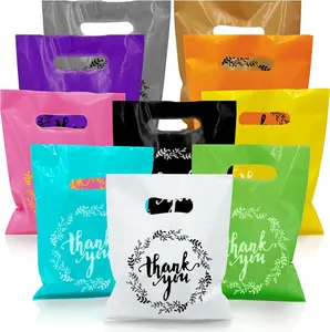 Gift Bags 100 PCS  Plastic Handle Bag Party Favor Candy Cookie Bag Birthday Party Baby Shower Wedding Gift Shop Retail Bags