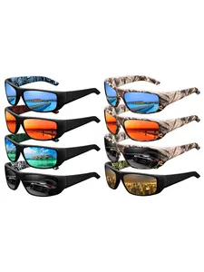 8 pairs of the latest camo pattern sports cycling sunglasses, suitable for both men and women, available in multiple colors, offering UV protection, ideal for various outdoor activities, with luxurious design.