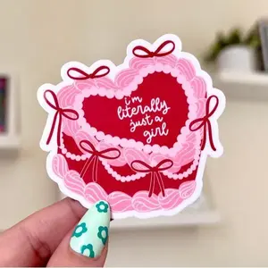 I’m Literally Just A Girl Waterproof Sticker, Cake Gifts, Trendy Stickers, VSCO Sticker, Waterbottle Stickers, Funny