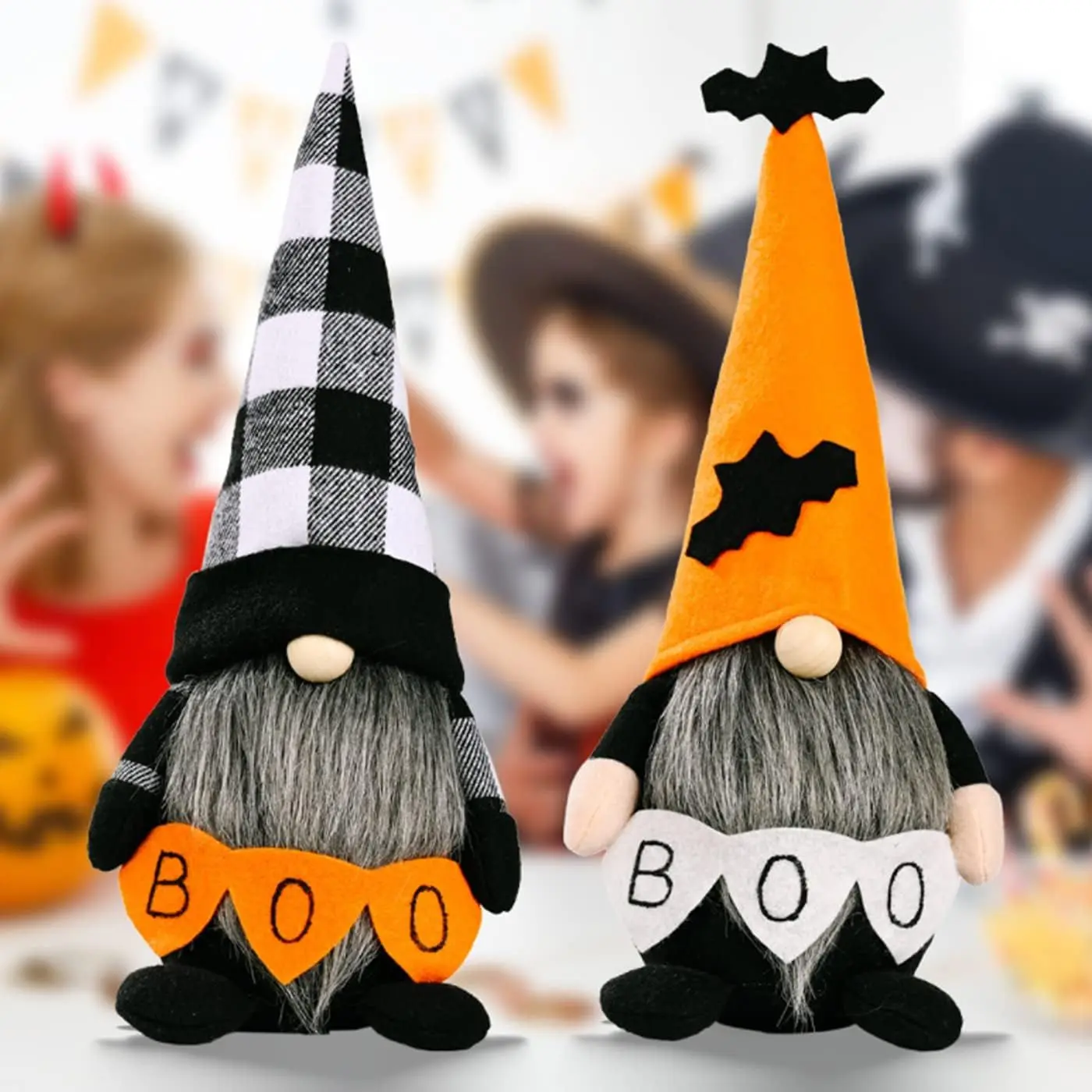 2 Pack Halloween Gnomes Plush Decor,Handmade Witch Swedish Tomte Gnome Nisse Scandinavian Ornaments Elf Dwarf for Home Halloween Day Party Table Decorations Gift