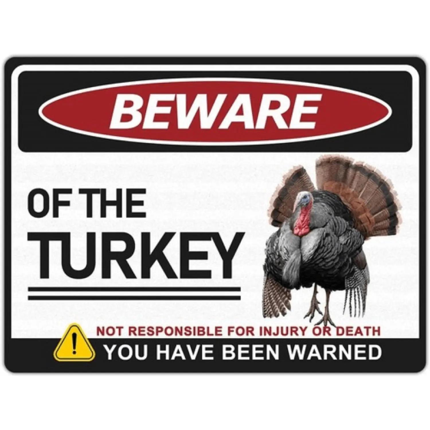2D Flat - 1pc of a Hanging Plaque Featuring a Warning Sign about Turkeys, with The Phrase 'Beware of The Turkey'. This Metal Wall Art Serves As a Decorative Sign for Retro Home Decor