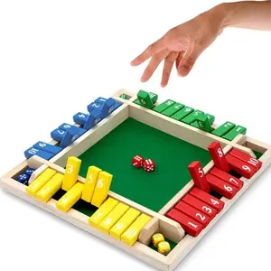 Shut The Box Game 2-4 Player Family Wooden Board Games Math Games for Adults Kids 8 Dices Classics Tabletop Games for Classroom Home Party Christmas Gift