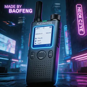 BAOFENG AT1 PoC Walkie Talkie, Lifetime Free Global Communication, 5000+ Miles Unlimited Range, Independent AT1 APP Control, Encrypted Chat History, Private Two Way Radio for Construction Team Camping Adventure, Perfect Father’s Day Gift