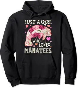 Manatee Just A Girl Who Loves Sea Cow Flower Women Floral Pullover Hoodie - Emilyschwe Shop 32B082YPTTSQ