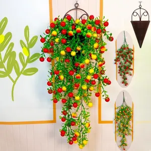 Artificial Fruit Vine with Basket, Fake Fruit Vine, Wall Hanging Simulation Fruit Plant, Decorative Plant for Home Living Room Bedroom, Ornaments