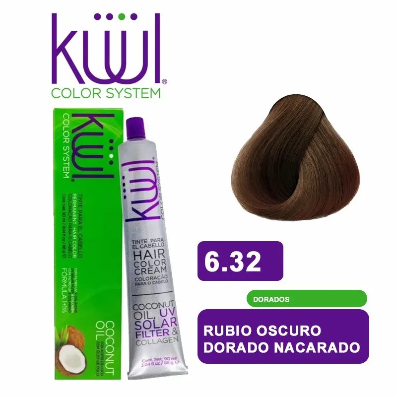 Permanent Hair Color Cream 6.32 with Coconut Oil, UV Filter & Collagen – Professional Hair Dye for Long-Lasting Color, Shine & Gray Coverage