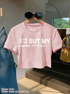 graphic print crop t-shirt, short sleeve crew neck slim fit Casual crop top for spring & summer, women's clothing Womenswear