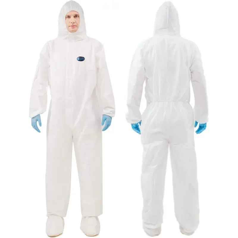Vicogard Hazmat Suits Disposable Microporous Coveralls with Hood and Elastic Cuffs, Protective Coverall for Spray Medical