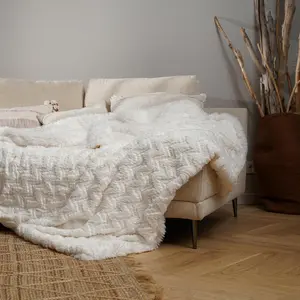 60" x 70"  Faux  Throw, Plush Luxury Blanket for Couch, Sofa, or Bed, Soft Reversible Throw Blanket for Sleeping,  & Room Decor,  Jacquard