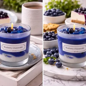 Blueberry Cheesecake Candle - Aromatic Scented Wax Candle with Blueberry and Cheesecake Fragrance for Home Decor