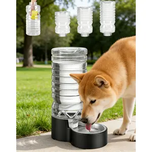 2.5 Gallon Automatic Dog Water Dispenser, Gravity Refill Large Capacity Pet Water Bowl, Wide Mouth Easy Cleaning, Removable Stainless Steel Bowl, Ideal for Multi-Pet Homes