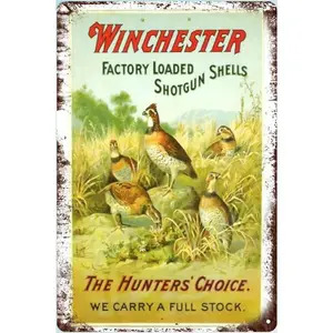 Vintage Tin Sign Winchester Hunter Hunting Metal Wall Panel Retro Art Decoration for Home Club Cabin Garage Store Bar Cafe Farm