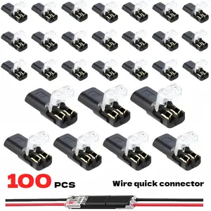 Double-Wire Plug-in Connector LED Light Strip Connectors 2 Pin Low Voltage Wire Connector with Locking Buckle Fast Connect Plugs for Strip Lights YY Lead Strip Automotive Wiring Electricity 100 Pieces Pack - Wired Jack Efficient