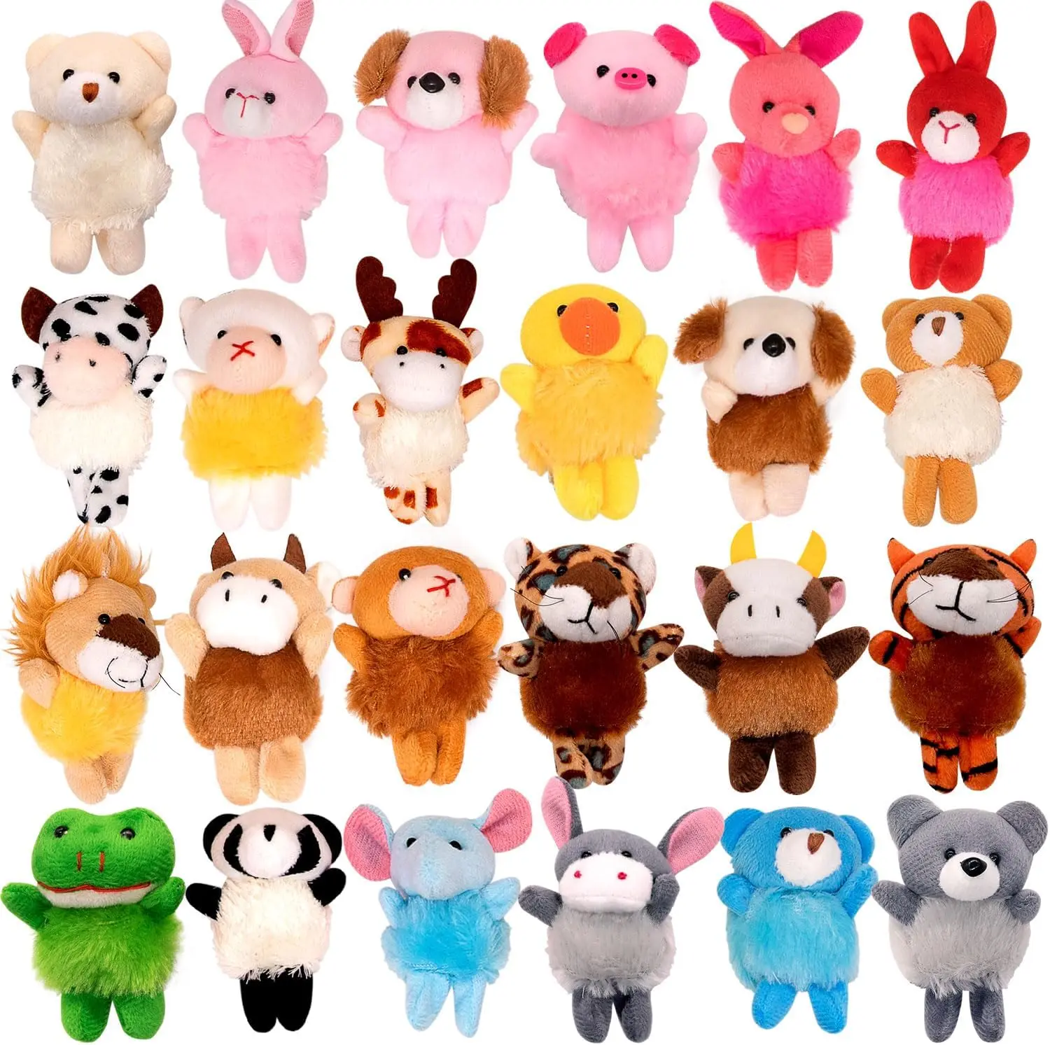 24 Pack Mini Stuffed Animals Bulk 2 to 3.5 Inch Small Plush Toys for Kids Party Favors, Classroom Rewards, Goodie Bag Fillers, Pinata Stuffers, Carnival & Treasure Box Prizes