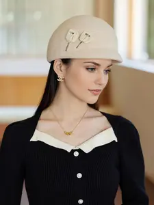 Women's Elegant Plain Color Woolen Hat, Trendy Retro Bowler Hat, Chic All-match Accessories for Fall & Winter for Women & Girls