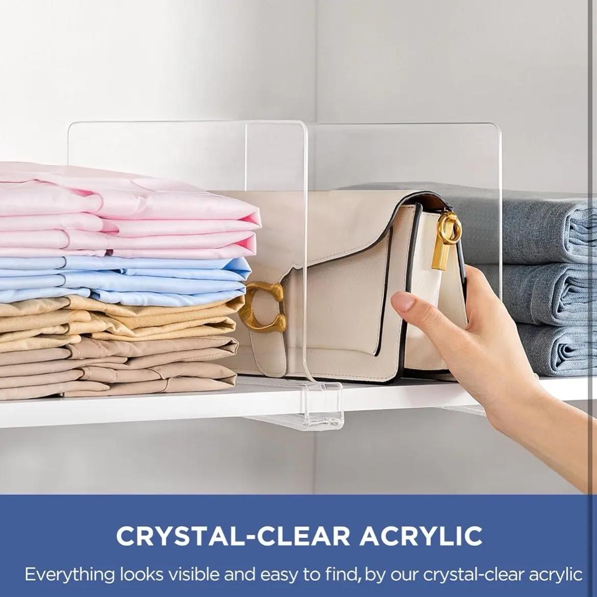UFORU 6 Pack Closet Organizers and Storage, Clear Shelf Dividers, Vertical Purse Organizer for Closet Perfect for Sweater, Shirts, Handbags in Bedroom and Kitchen, Acrylic Bookshelf for Organization#SummerWins#DFYD