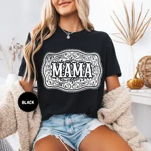 Comfort Colors Western Mama T-Shirt, Trendy Cowgirl Rodeo Graphic Shirt,Country Western Style Top for Women