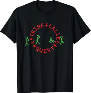100%cotton A Tribe Called Quest Official Circle Logo Black T-Shirt