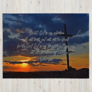 Isaiah 12:2 Horizontal Throw Blanket - Soft Silk Touch Fabric, 100% Polyester, Hypoallergenic, Flame Retardant, 50"x60" or 60"x80", Machine Washable