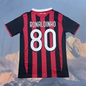 09 10 Home Retro No.80 Ronaldinho Short Sleeve Soccer Jersey