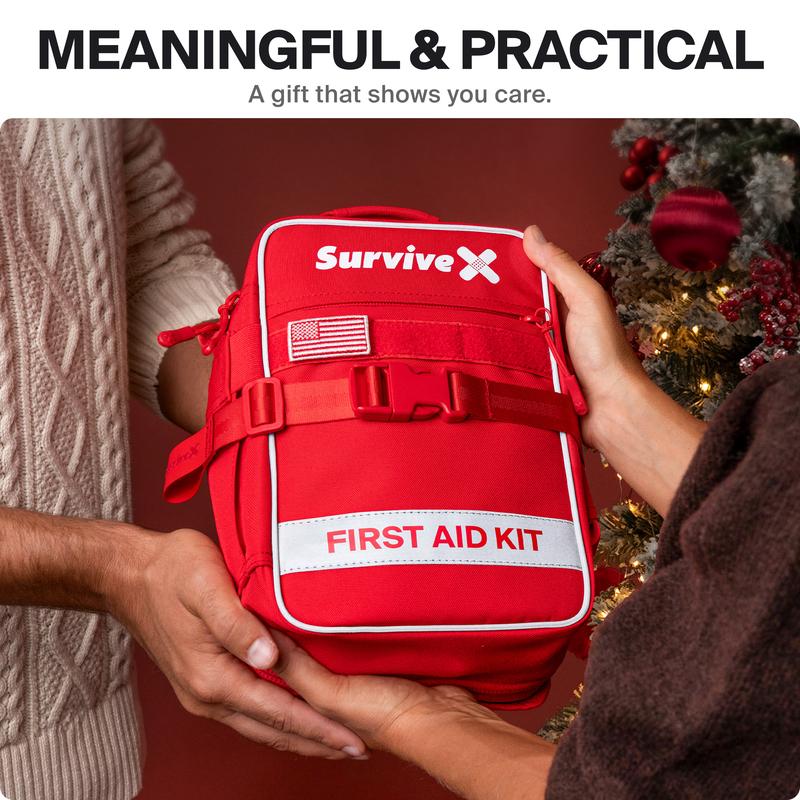 SURVIVEX Large Comprehensive First Aid Kit Ideal for  Car, Travel & Home - Emergency Kit for Hiking, Camping, Backpacking and Outdoors
